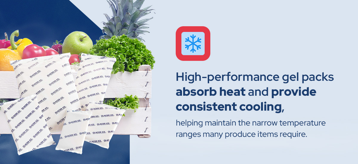 High-performance gel packs absorb heat and provide consistent cooling.